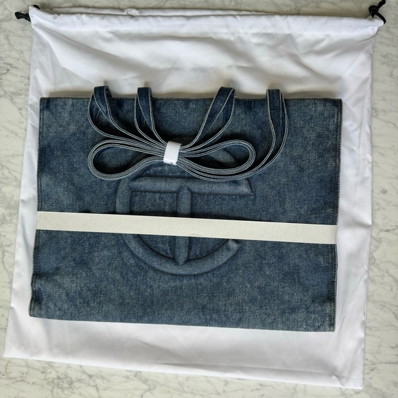 SOLD‼️ TELFAR New Large Denim Shopper Bag Tote Blue Denim - Picture 5 of 8